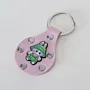 Natural Leather Keychain with Green Labubu Character with Studs