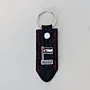 Handmade Natural Leather Keychain with Jordan Flag on Black Tag