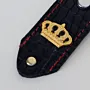 Artisan Natural Leather Keychain with Black Tag with Gold Crown