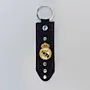 Natural Leather Keychain with Real Madrid Crest on Black Long Tag