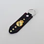 Natural Leather Keychain with Real Madrid Crest on Black Long Tag