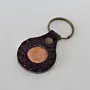 Leather Keychain with Inset Coin Medallion Handcrafted Design