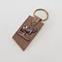 Natural Leather Keychain with Arabic Mother Lettering on Long Tag