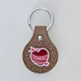 Natural Leather Keychain with Rose Emblem and I Love You Lettering