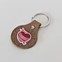 Natural Leather Keychain with Rose Emblem and I Love You Lettering