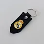 Natural Leather Keychain with Real Madrid Crest on Black Short Tag