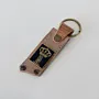 Leather Keychain with Gold Crown on Long Tag Handcrafted Design
