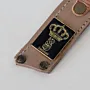 Leather Keychain with Gold Crown on Long Tag Handcrafted Design