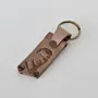 Natural Leather Keychain with Engraved Male Portrait on Long Tag