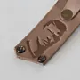 Natural Leather Keychain with Engraved Male Portrait on Long Tag