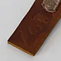 Artisan Natural Leather Keychain with Long Minimal Engraved Tag