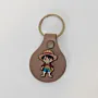 Artisan Natural Leather Keychain with Monkey D. Luffy Character