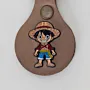 Artisan Natural Leather Keychain with Monkey D. Luffy Character