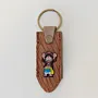 Natural Leather Keychain with Laughing Monkey D. Luffy on Long Tag
