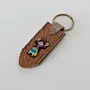 Natural Leather Keychain with Laughing Monkey D. Luffy on Long Tag