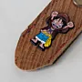 Natural Leather Keychain with Laughing Monkey D. Luffy on Long Tag