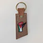 Natural Leather Keychain with Jordanian Raised Fist on Long Tag