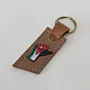 Natural Leather Keychain with Jordanian Raised Fist on Long Tag