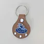 Artisan Natural Leather Keychain with Blue Scorpio Zodiac Emblem