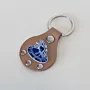Artisan Natural Leather Keychain with Blue Scorpio Zodiac Emblem