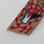 Natural Leather Keychain with Jordanian Raised Fist on Patterned Tag