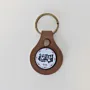 Natural Leather Keychain with Round Medallion with Arabic Lettering