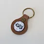 Natural Leather Keychain with Round Medallion with Arabic Lettering