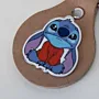 Leather Keychain with Blue Stitch Character Handcrafted Design