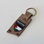 Natural Leather Keychain with Palestine Tag with Keffiyeh Pattern