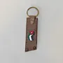 Handmade Natural Leather Keychain with Jordan Flag on Brown Tag