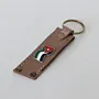 Handmade Natural Leather Keychain with Jordan Flag on Brown Tag