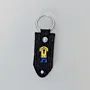 Natural Leather Keychain with Black Tag with Yellow Number 7 Jersey