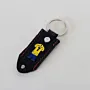 Natural Leather Keychain with Black Tag with Yellow Number 7 Jersey