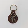Handmade Natural Leather Keychain with Gold Scorpion Medallion