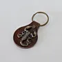 Handmade Natural Leather Keychain with Gold Scorpion Medallion