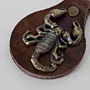 Handmade Natural Leather Keychain with Gold Scorpion Medallion