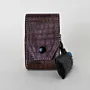 Handcrafted Dark Brown Patterned Leather Cigarette and Lighter Case