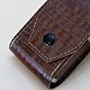 Handcrafted Dark Brown Patterned Leather Cigarette and Lighter Case