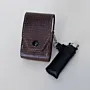 Artisan-Made Brown Patterned Leather Cigarette and Lighter Case