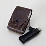 Artisan-Made Brown Patterned Leather Cigarette and Lighter Case