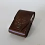 Brown Embossed Leather Cigarette Pack Case with Hand-Finished Details