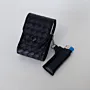 Artisan-Made Black Embossed Leather Cigarette and Lighter Case