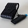 Artisan-Made Black Embossed Leather Cigarette and Lighter Case