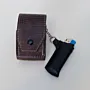 Handcrafted Warm Brown Patterned Leather Cigarette and Lighter Case