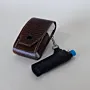 Handcrafted Warm Brown Patterned Leather Cigarette and Lighter Case