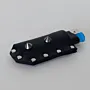 Black Metal Stud Leather Lighter Case with Hand-Finished Details