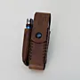 Artisan-Made Brown Snap Leather Cigarette and Lighter Case