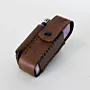 Artisan-Made Brown Snap Leather Cigarette and Lighter Case