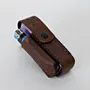Artisan-Made Brown Snap Leather Cigarette and Lighter Case