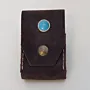 Handcrafted Dark Brown with Turquoise Stone Leather Cigarette Case